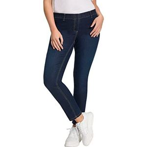 Ulla Popken Grote maten dames slim skinny jeans met riemlussen 69805594, blauw (Fashion Denim 94), 34 NL