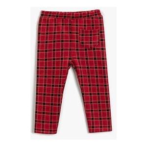 Koton Babygirl Basic legging in zachte pijpen, elastische tailleband en zakdetail, Red Check (4c1), 6-9 Monate