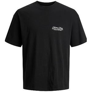 JACK & JONES Jorbrink Studio Back Tee Ss Crew Neck T-shirt voor heren, zwart/print: groene achterkant print, M