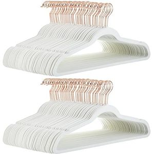 Amazon Basics Kledinghangers, 100 stuks, bij elkaar passend, voor het ophangen en ordenen van pakken, broeken, blazers en geperste broeken, ivoor/goud