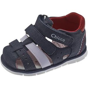 Chicco, Sandaal Met Dubbel Klittenband En Gesloten Teen, Kinderen En Tieners, Blauw (1), 20 EU, Design in Italië