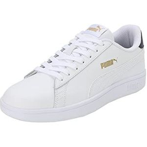 PUMA Unisex Puma Smash v2 L Sneakers, Puma White-Puma White-Peacoat-Puma Team Gold, 48.5 EU