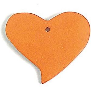 Houten hanger, gewaxt hart, oranje, 25 x 25 mm, 50u, ca.