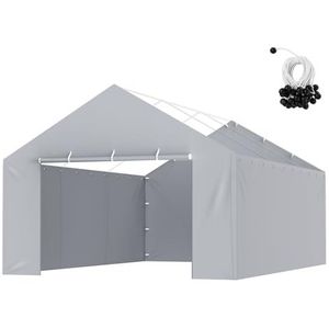 VEVOR Carport Vervangende luifel, zijwand, 4,0 x 6,1 m, garagetent, onderdakzeil, zwaar belastbaar, waterdicht en UV-beschermd, eenvoudige installatie met kogelbungees, grijs (bovenkant en frame niet