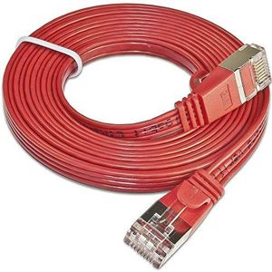 Slim Wirewin PKW-STP-Slim-KAT6 5.0 RT RJ45 netwerkkabel, patchkabel CAT 6 U/FTP 5.00m rood plat 1St, 5.0m