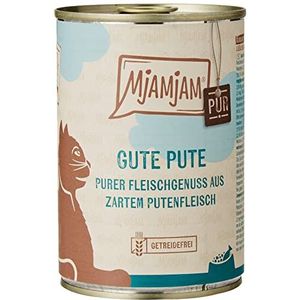 MjAMjAM - premium natvoer voor katten - puur vleesgenot - goede pure kalkoen, pak van 6 (6 x 400 g), graanvrij met extra vlees