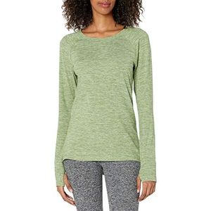 Amazon Essentials Dames geborsteld tech stretch shirt met lange mouwen en ronde hals (verkrijgbaar in grote maten), legergroen, XX-Large
