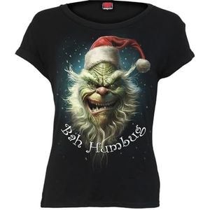 Spiral - Bah Humbug - Boothals Cap Sleeve Top Zwart, Zwart, XXL