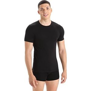 Icebreaker Heren Anatomica Crewe T-Shirt - Functioneel Shirt Heren - Merino Wol Ondergoed - Zwart, M