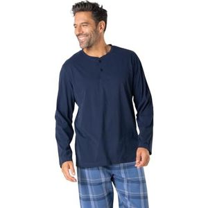 Eminence - Lange Pyjama - Marineblauw - Flanel/Jersey - 100% Katoen