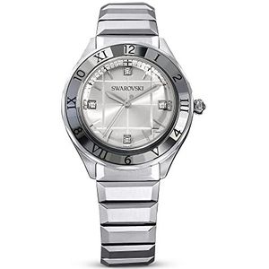 Swarovski 37mm horloge, Swiss Made, Metalen armband, Zilverkleurig, Roestvrij staal