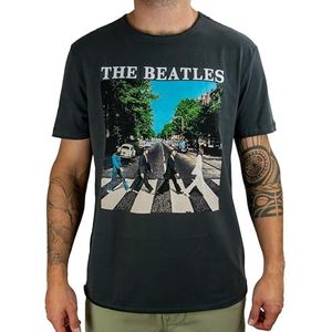 Amplified Heren The Beatles-Abbey Road T-shirt, Grijs (houtskool Cc), M