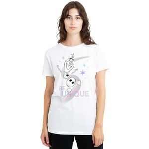 mandarin creative ltd Frozen Be Unique Rainbow met Olaf dames T-shirt, wit, XX-Large, Wit, XXL