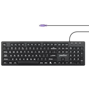 Perixx PERIBOARD-117P Wired PS2 Full Size Keyboard - Big Print Letters - Zwart - Amerikaans Engels