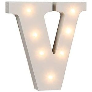 Out of the Blue 57/6095 - houten letter ""V"" verlicht met 7 LED-lampen, werkt op batterijen, ca. 16 cm