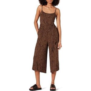 Amazon Essentials Dames jersey cami cropped wijde pijpen jumpsuit, donkere toffee bruin dierenprint, klein