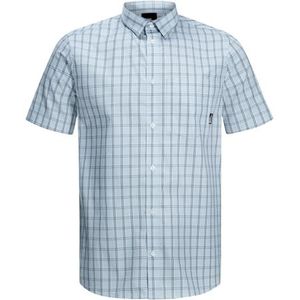 Jack Wolfskin Hot Springs T-shirt M Hemd, Soft Blue Check, M Heren, Soft Blue Check, M