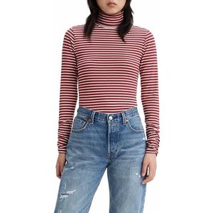 Levi's dames Rusched Turtleneck, Dill Stripe Syrah, XS