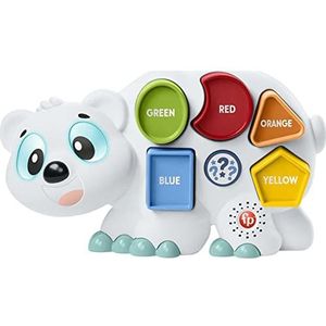 Fisher-Price Omer de Linkimals IJsbeer (Franse versie), interactief speelgoed met vormen om te sorteren, muziek en verlichting, speelgoed voor kinderen, vanaf 1 jaar, HJR11
