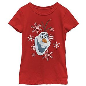 Frozen Olaf Hat Girl's Solid Crew Tee, Rood, XS, Rot, XS