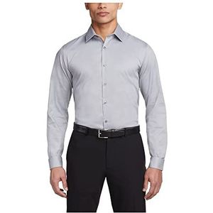 Van Heusen Men's Dress Shirt Slim Fit Flex Collar Stretch Solid, Grey Mist, 17"" Neck 36""-37"" Sleeve