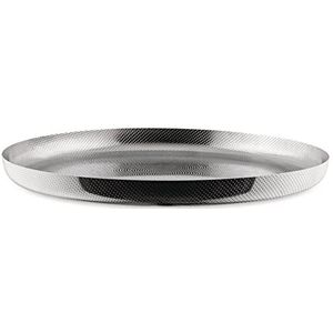 Alessi Extra Ordinaria JM14/35 T - rond dienblad, minimalistisch design van roestvrij staal 18/10 met decoraties, granulaat reliëf, 35 cm