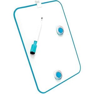 Raylu Paper® - Wit bord voor kinderen, droog afwisbaar, met afgeronde randen, klein magneetbord voor koelkast formaat 216 x 280 mm, met marker en magneten (blauw)