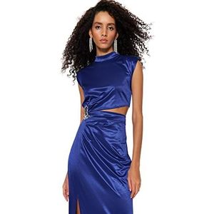 Trendyol Vrouwen Shift Getailleerde Gebreide Avondjurk, Sax,36, Sax, 62