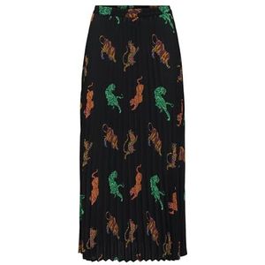 ONLALMA Life Poly Plisse rok AOP, Zwart/Aop: 586 Swirl Tiger, 34