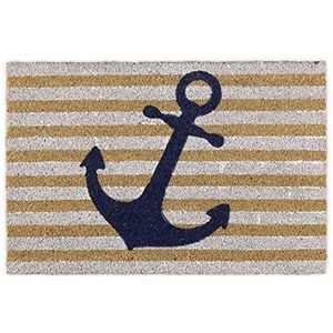 Relaxdays deurmat kokos - kokosmat anker - 40x60 cm - schoonloopmat - droogloopmat - print