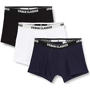 Urban Classics Organic Boxershorts voor heren, 3 stuks, wit/marine/zwart, maat 5XL, wit/marineblauw/zwart., 5XL