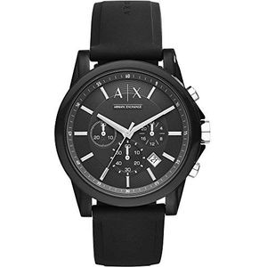 Armani Exchange Chronograaf Zwart Siliconen Horloge