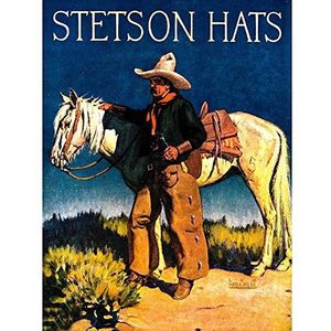 Wee Blue Coo Vintage advertentie Stetson Man Cowboy Paard Hoed Art Print Poster Muur Decor 12X16 Inch