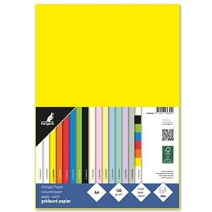 kangaro - Gekleurd papier geel DIN A4-120g/m² FSC mix 100 stuks - briefpapier knutselpapier DIY K-0043F025 29,7 x 21 x 1,5