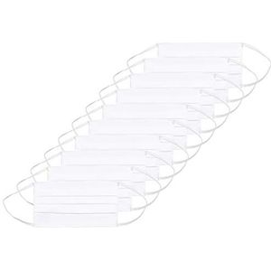 Oscar Apparels Herbruikbaar gezichtsmasker, 100% BCI-katoen met elastische lus, volwassenen, 10 stuks, Wit, 10 count (Pack of 1)