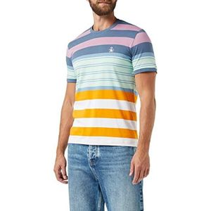 ORIGINAL PENGUIN Heren Engineered Stripe T-shirt, Faded Denim, S