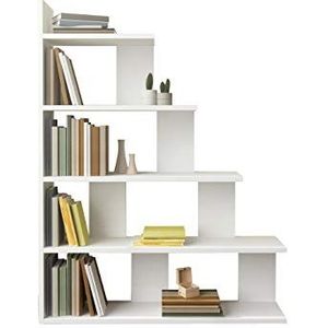 Decorotika Echo 120 cm hoog, moderne ladderstijl, 5-laags accent, boekenkast, displayplank voor woonkamer, opbergrek, thuiskantoor, slaapkamer en studeerkamer - wit