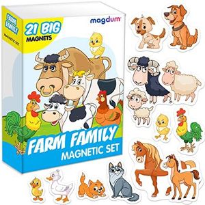 MAGDUM FARM FAMILY animal magnets for kids -real LARGE fridge magnets for toddlers- Magnetic EDUcational toys baby 3 year old baby LEARNing magnets for kids- Kid magnets for Magnetic THEATRE