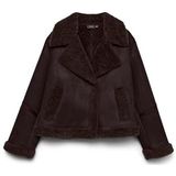 Regular fit jack in leerlook met voering van teddybont, model 'HARPER'