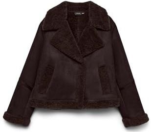 Regular fit jack in leerlook met voering van teddybont, model 'HARPER'