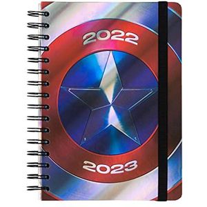 Grupo Erik AEESVA52213 Officieel Marvel A5 Agenda 2022-2023 Captain America Shield - Weekplanner 2022 2023 - Weekkalender -Weekagenda 12 Maanden - Afsprakenplanner - Weekoverzicht - Schoolagenda