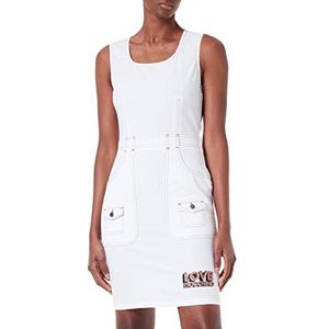 Love Moschino Dames tube stretch fancy katoen linnen jurk, wit (optical white), 48 NL
