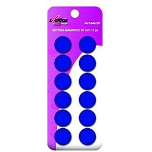 Alevar 12 magneetknoppen voor kantoor-prikbord, koelkastmagneet, diameter 20 mm, kleur blauw