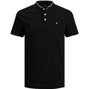 JACK & JONES Heren T-shirt Effen Polo T-Shirt, zwart (black/black), L