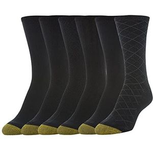 GOLDTOE Women's Casual Texture Crew Socks, 6-Pairs, Black Diamond, Medium