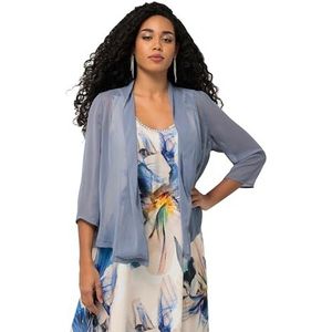 Ulla Popken, Dames, grote maten, chiffonjas, oversized, sjaalkraag, 3/4-mouw, zwart, 54-56