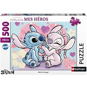 Nathan - Puzzel 500 stukjes - Stitch & Angel - Volwassenen en kinderen vanaf 12 jaar - Hoogwaardige puzzel - Perfecte inbouw - Mijn helden collectie - Disney - 87322