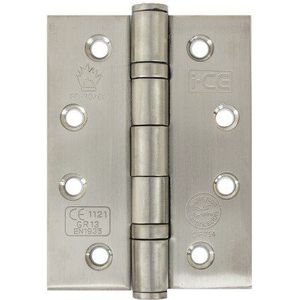 Lunn Hardware Roestvrij staal CE13 gewaardeerd satijn kogellager scharnier, 100 mm x 75 mm x 3,0 mm grootte