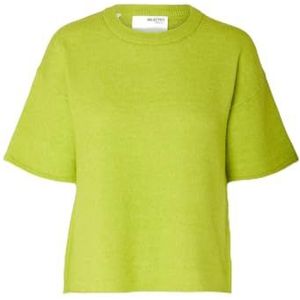 SELECTED FEMME Vrouwelijk gebreid bovenstuk met korte mouwen, lime green, L