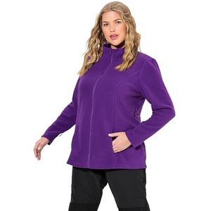 Ulla Popken Dames grote maten plus size fleece jas, bouwkastsysteem, binnenjas, opstaande kraag, Donkere pruim, 46-48